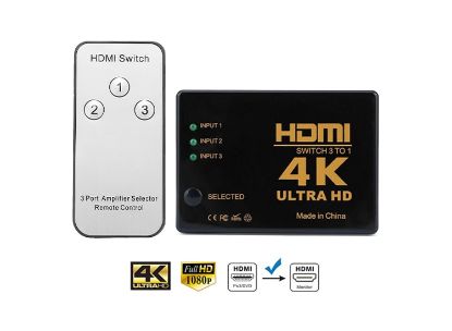 Picture of 4K HD ALICILI KUMANDALI HDMI ÇOKLAYICI - 3 İN 1 SW