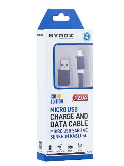 Picture of SYROX SYX-C63 S6/S7 120 Cm 2 MaH Renkli Usb Kablo