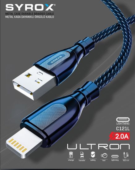 Picture of SYROX C121L Usb to Lightning Metal Kablo 2.0A/1M