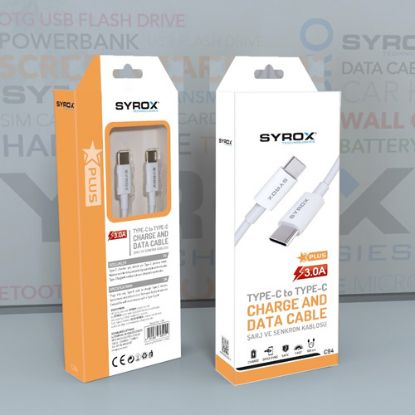 Syrox SYX-C94 3.0A Type-C to Type-C Şarj KABLOSU resmi