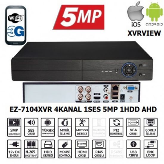 Picture of EZCOOL EZ-8504AHD 4KANAL 4SES 5MP 1HDD AHD XVR