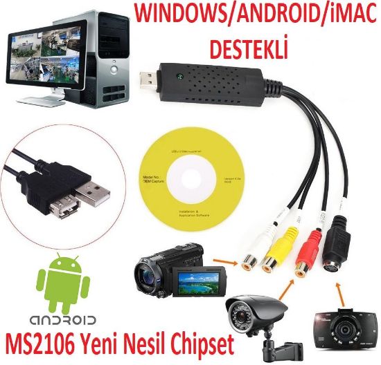 Alfais USB Rca Capture Easycap Kamera Uydu Kayıt K resmi