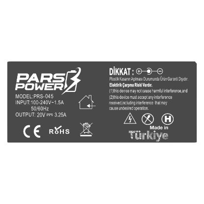 Pars Power PRS-045 65W 20V 3.25A (4.0*1.7mm) ADAPT resmi