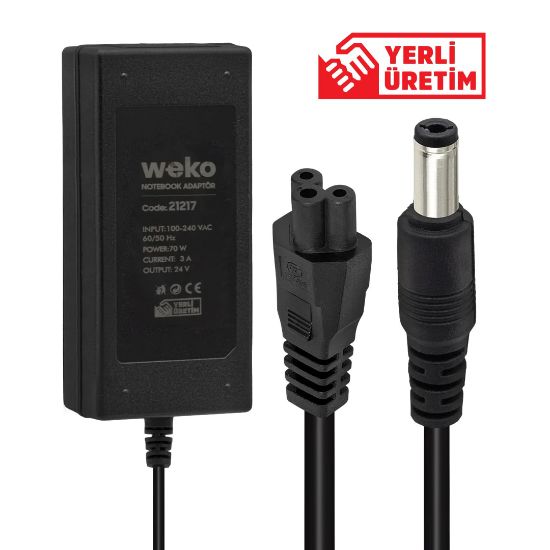 WEKO 24 VOLT-3 AMPER-70 WATT 5.5*2.5 UÇLU ADAPTÖR resmi