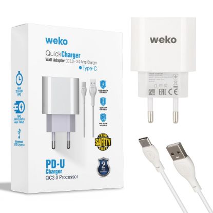 WEKO PDU QC 3.0 AMPER ŞARJ BAŞLIK ADAPTÖRÜ +TYPE-C resmi