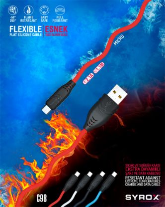 SYROX C98 USB to Micro 1M / Slikon Kablo resmi