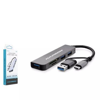 Hadron Type-C Hub Combo 3*Usb3.0 + Sd + Tf 5In1 Gr resmi