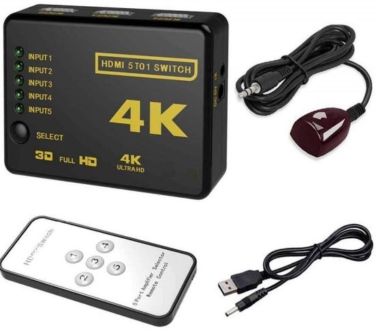 Alfais Hdmi Switch 5 Port Çoklayıcı Kumandalı 4k U resmi