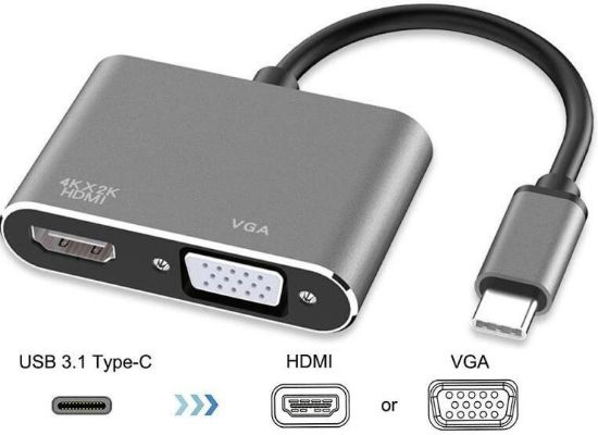 Alfais USB Type C To Hdmi VGA 3.1 4K Çevirici resmi