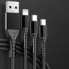 PM 3IN1 SİYAH 1.2 METRE (MICRO USB - LIGHTNING - T resmi