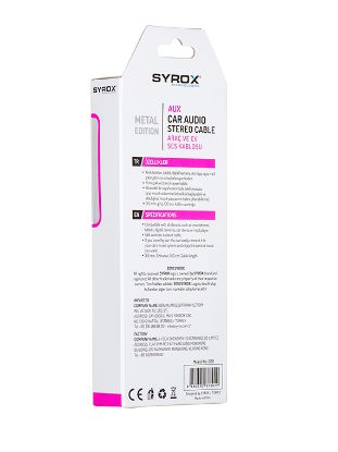SYROX C20 1 Metre AUX Kablo resmi