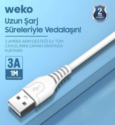 WEKO USB TO TYPE-C 1 MT ŞARJ KABLOSU KUTULU (NO:5) resmi