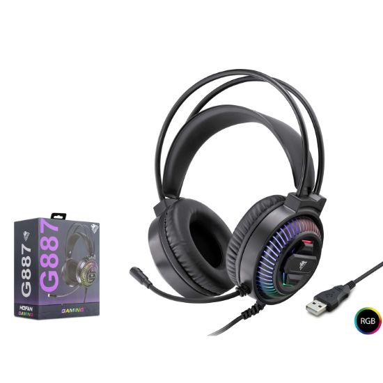 MOFAN Gaming Kulaklık USB RGB 7.1 Surround Over-Ea resmi