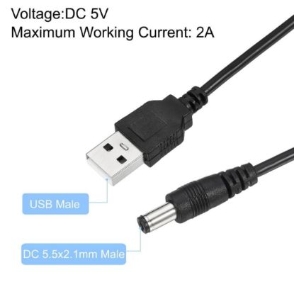 Alfais Usb To Dc 5.5x2.1mm Güç Kablosu 1.5 Metre resmi