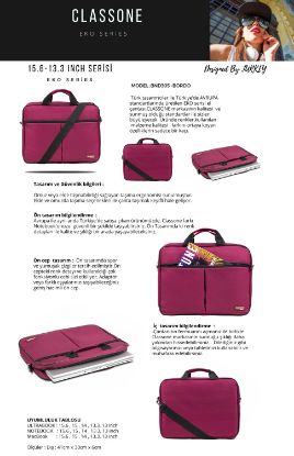 CLASSONE BND305 Eko Serisi -Notebook Çantası-Bordo resmi