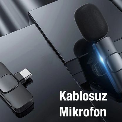 Ally K8 Lightning iPhone Kablosuz Mini Yaka Mikrof resmi
