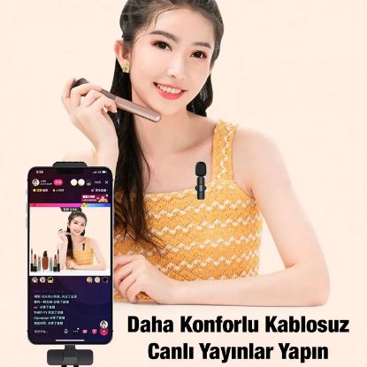 Ally K8 Lightning iPhone Kablosuz Mini Yaka Mikrof resmi