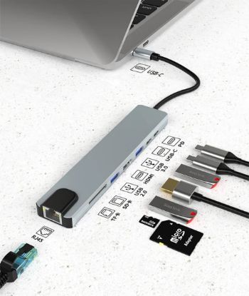 RACA TYPE-C 8IN1 HDMI ÇOK FONKSİYONLU USB 3.0 DOCK resmi