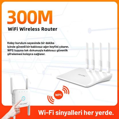 PIX-LINK WIFI REPEATER + ROUTER + AP 300Mbps BEYAZ resmi