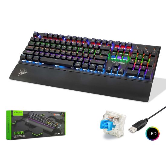 HADRON Mekanik Gaming Klavye Blue Switch Bilek Des resmi